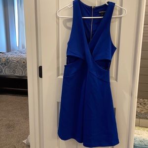 Side cut out royal blue cocktail dress